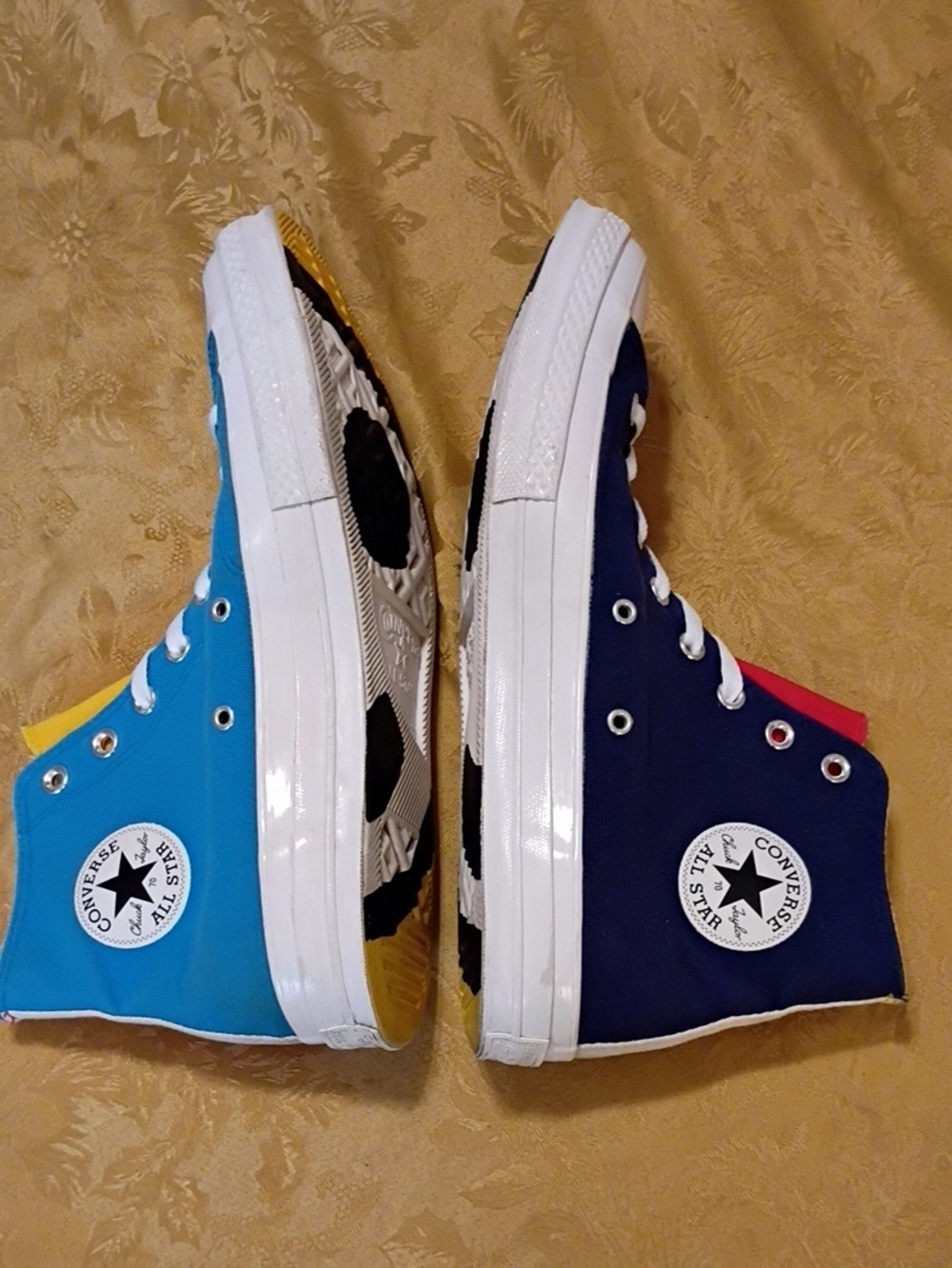 CONVERSE Multicolor High-Top Canvas  Yellow & Red & Blue Men's 11.0 Women's 13.0 - Picture 8 of 10
